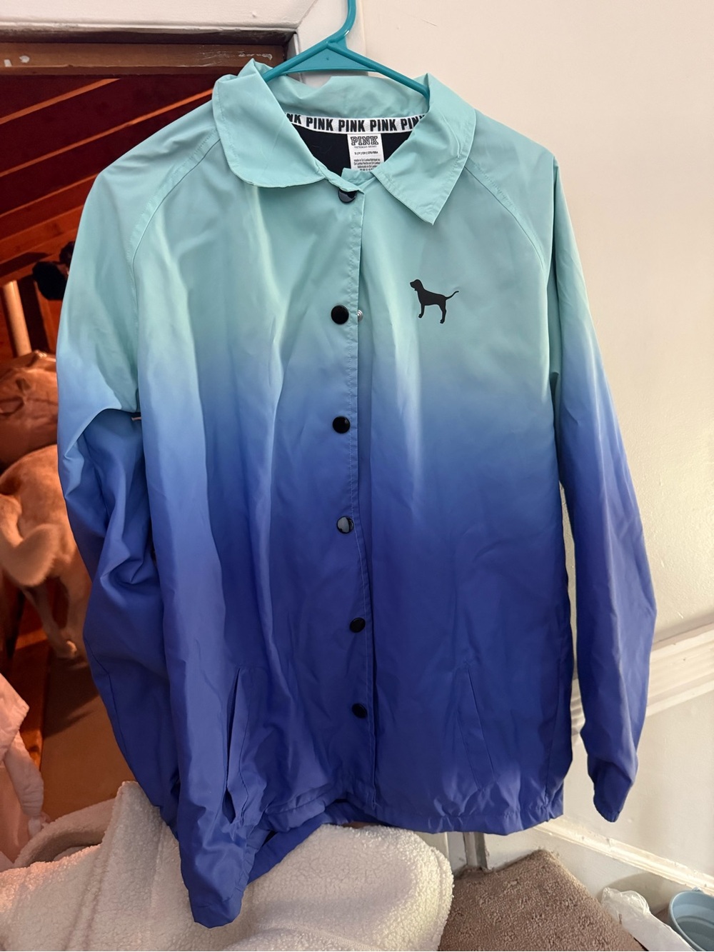 Pink Brand Rain Coat. Blue Ombre color.